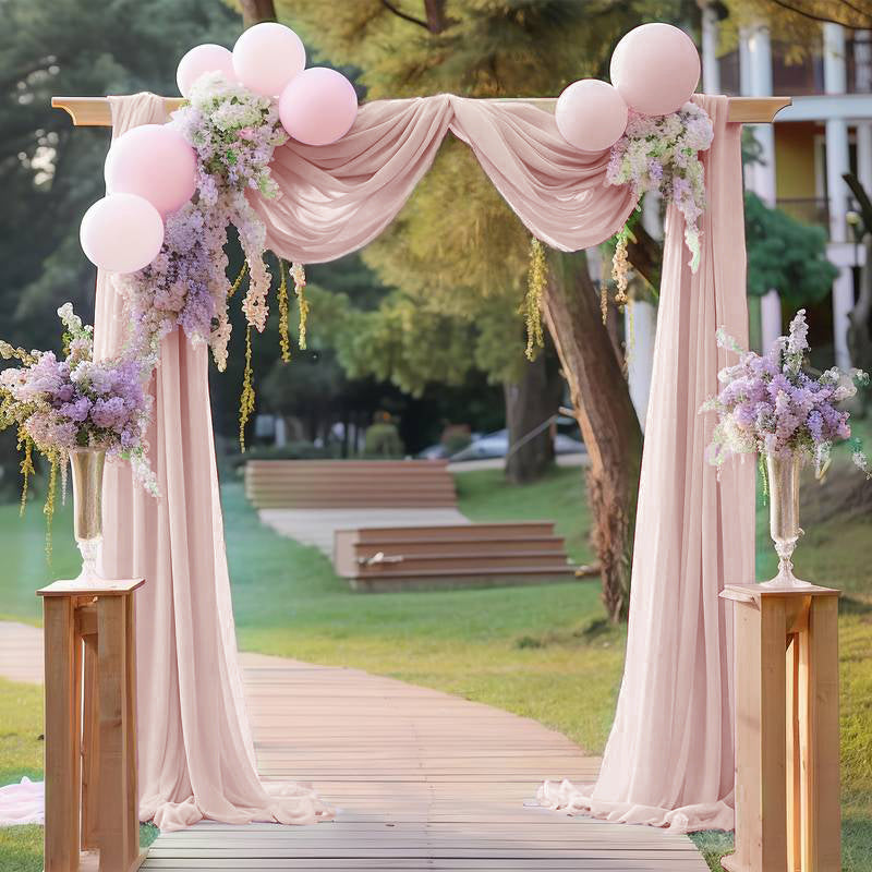 Chiffon Backdrop Drape Panel 14 ft x 57 in Blush Pink/Rose Gold