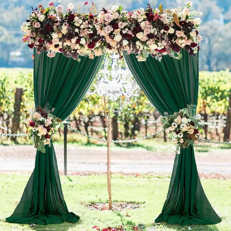 Chiffon Backdrop Drape Panel 14 ft x 57" Hunter Green