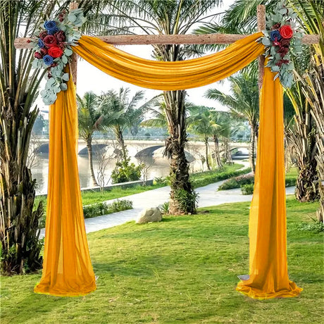 Chiffon Backdrop Drape Panel Gold 14 ft x 57 in