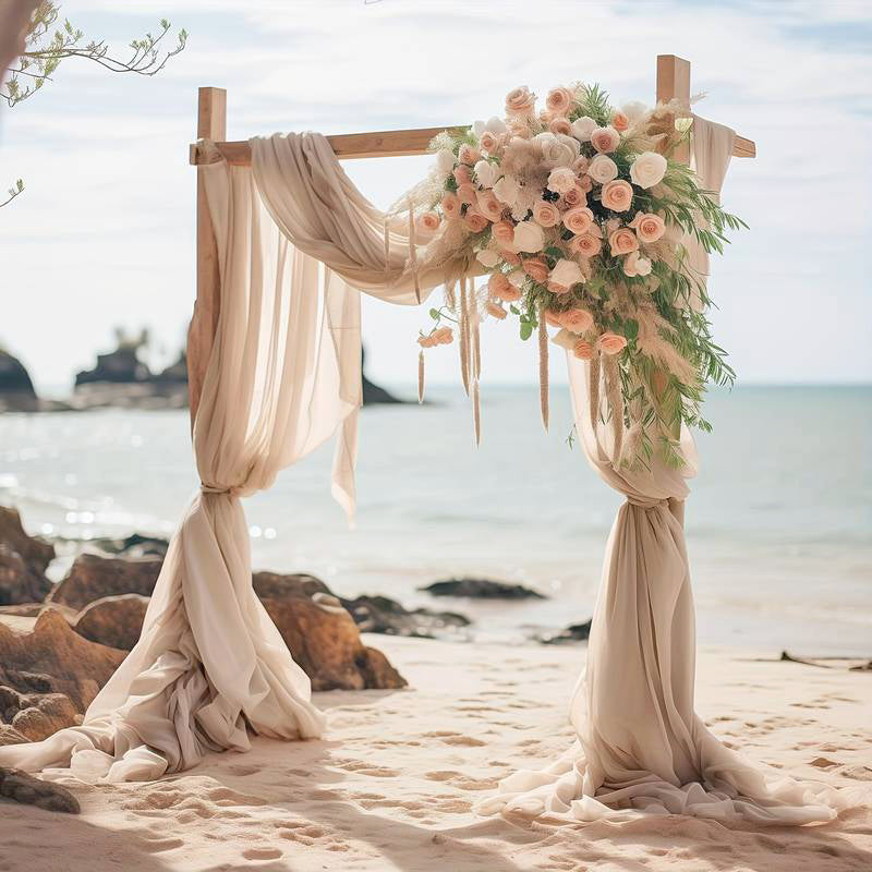 Chiffon Backdrop Drape Panel 14 ft x 57" Champagne