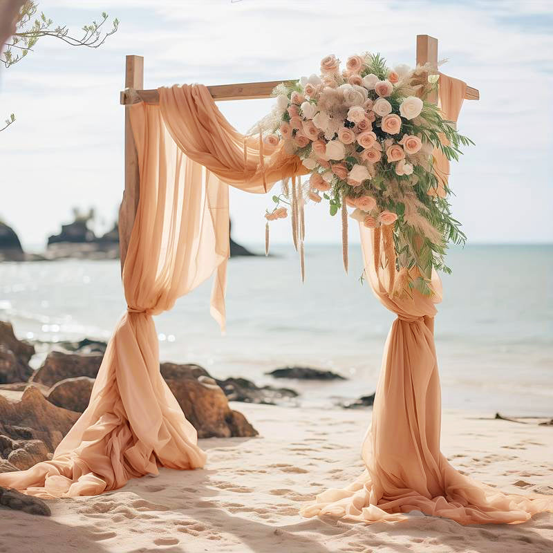 Chiffon Backdrop Drape Panel 14 ft x 57 in Apricot/Peach