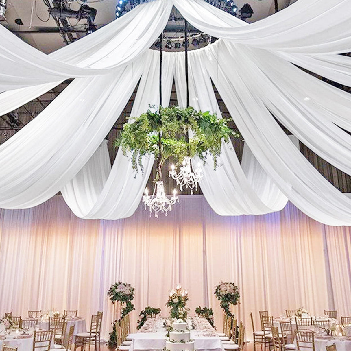 Chiffon Ceiling Drapery Panel White