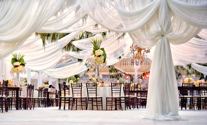 Chiffon Ceiling Drapery Panel 32 ft x 57 in Ivory