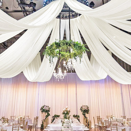 Chiffon Ceiling Drapery Panel 32 ft x 57 in Ivory