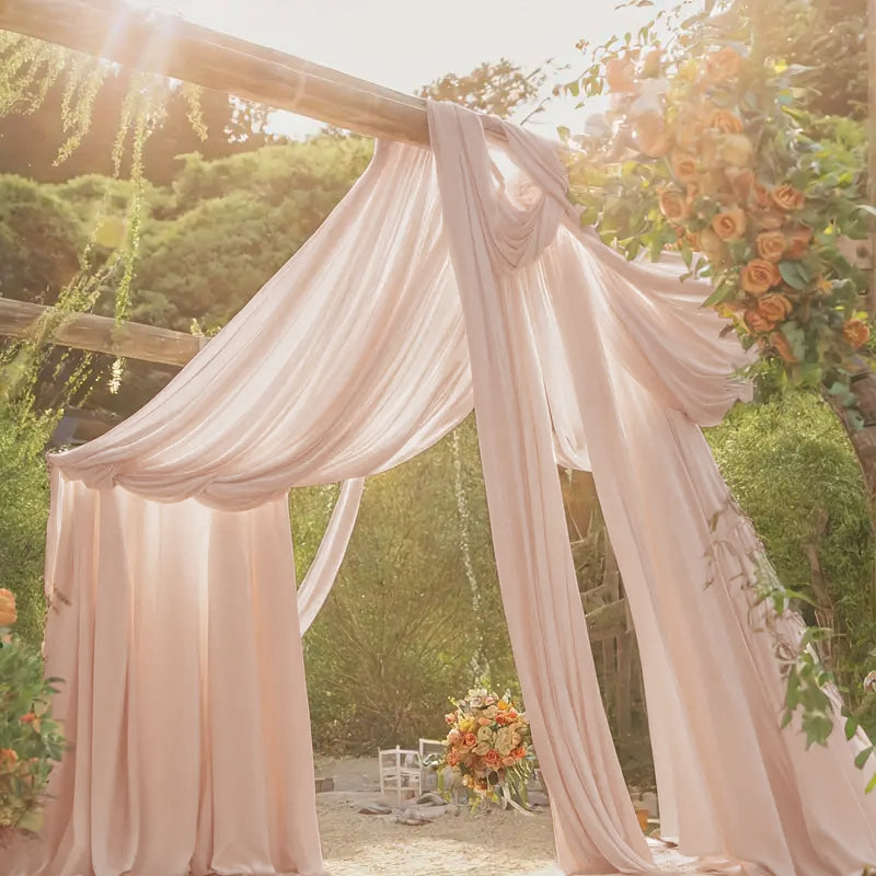 Chiffon Ceiling Drapery Panel 32 ft x 57 in Blush Pink/Rose Gold