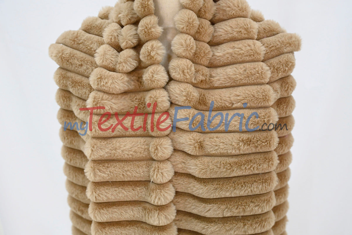 Striped Rabbit Fur 100 Percent Polyester Fabric - Striped Faux Rabbit Fur, 64/66" Width (1 Yard)