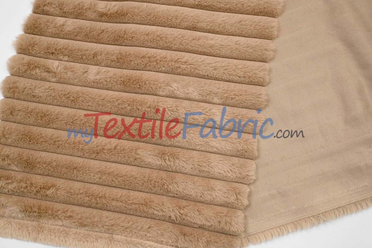 Striped Rabbit Fur 100 Percent Polyester Fabric - Striped Faux Rabbit Fur, 64/66" Width (1 Yard)