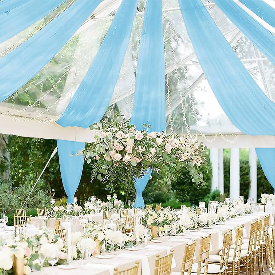 Chiffon Ceiling Drapery Panel 32 ft x 57" Baby Blue