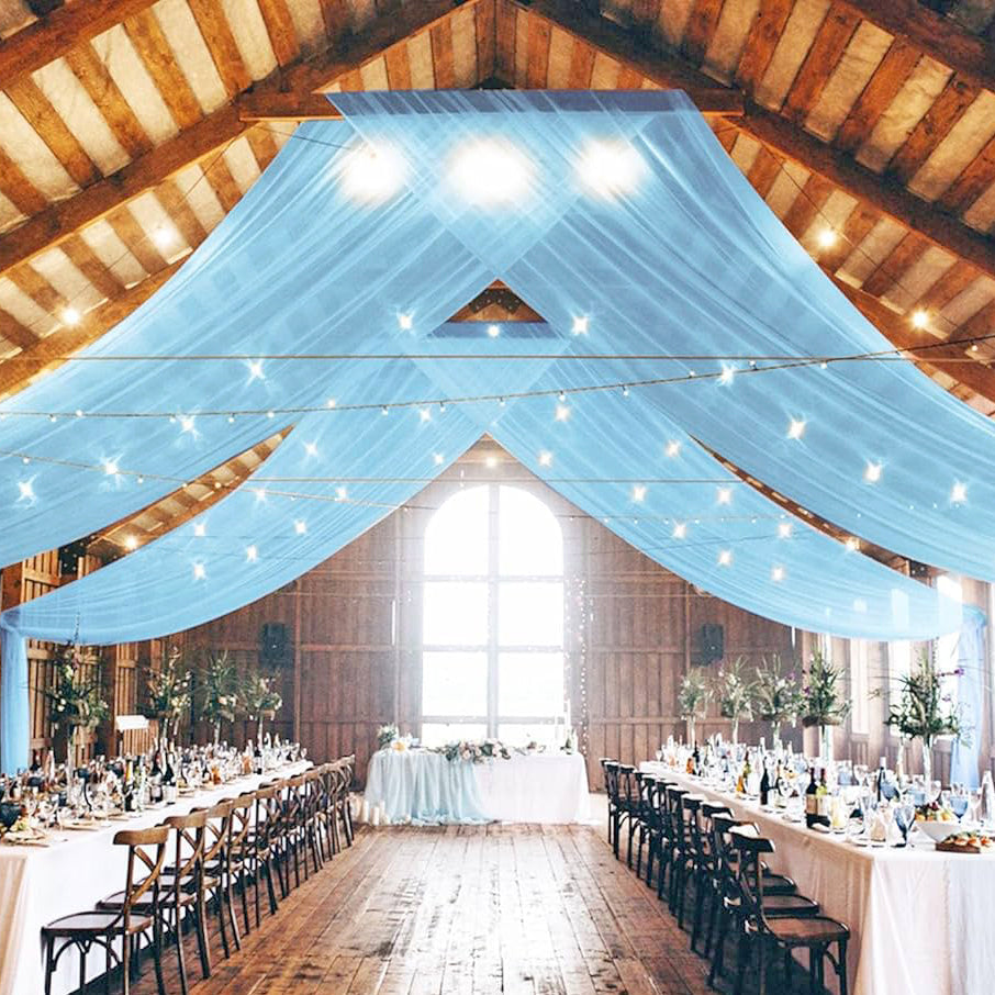 Chiffon Ceiling Drapery Panel 32 ft x 57" Baby Blue