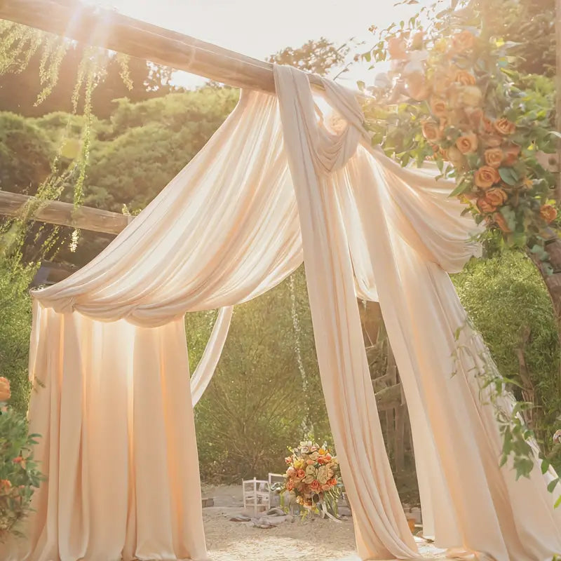 Chiffon Ceiling Drapery Panel 32 ft x 57" Champagne
