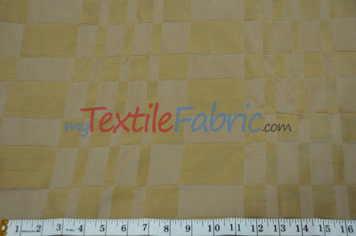Faux Dupioni Polyester Fabric - Plaid, 54" Width (By The Yard)