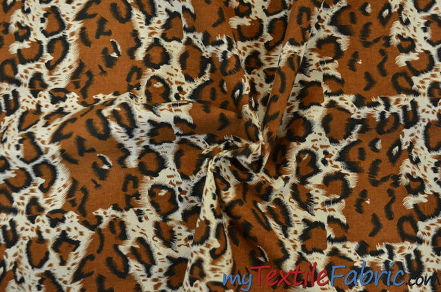 Large Cheetah Cotton Print 100 Percent Cotton Fabric - Brown Animal Print, 58/60" Width (1 Yard)