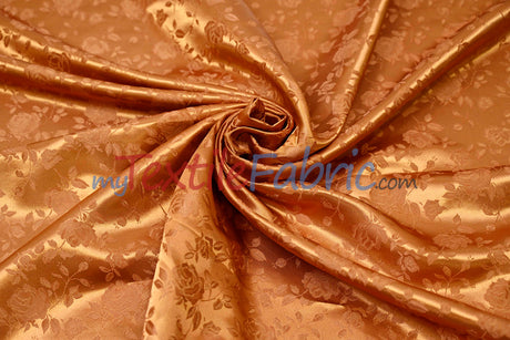 Satin Jacquard Satin Flower Brocade Polyester Fabric - Tone On Tone Floral Brocade, 60" Wide (65 Yards)