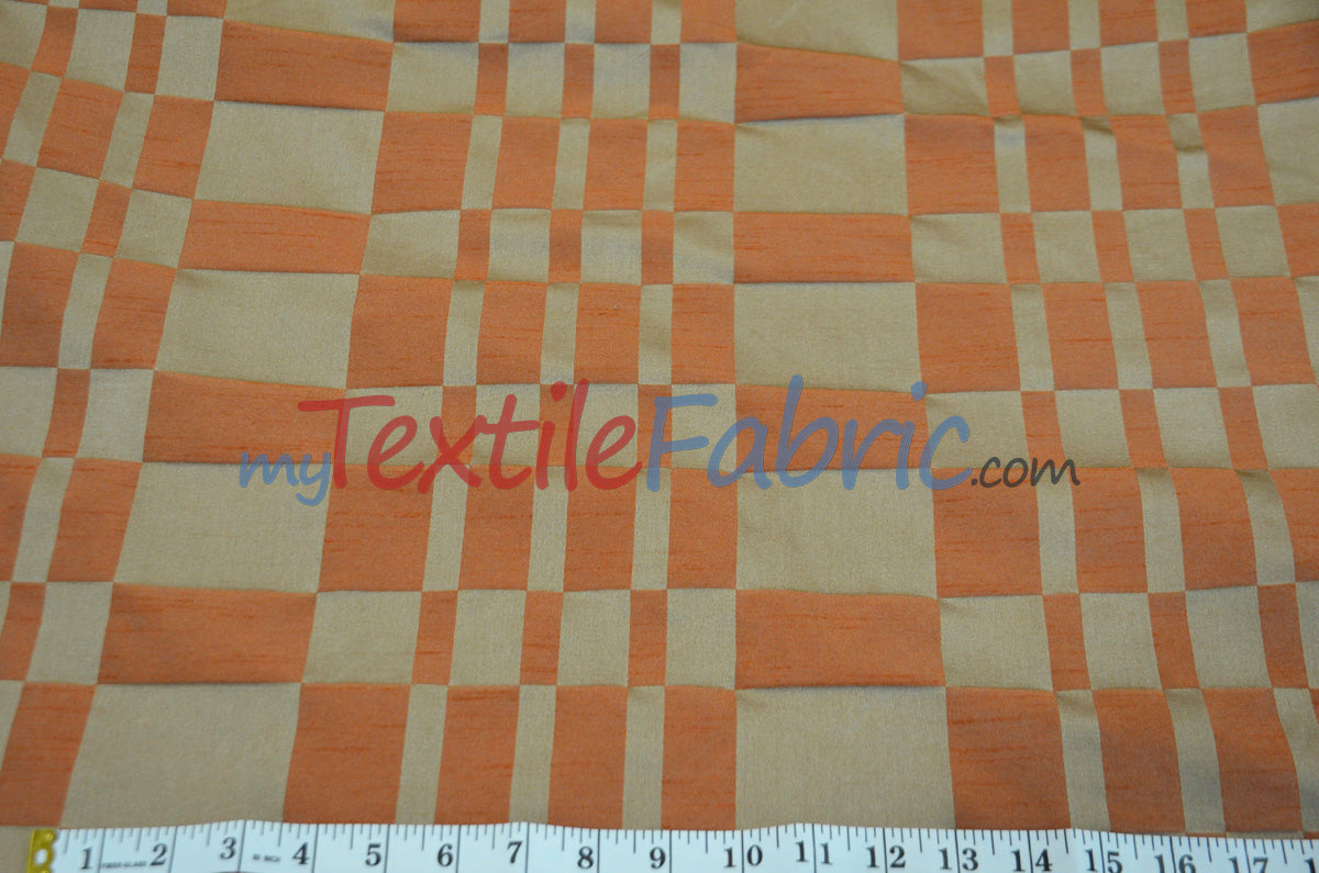 Faux Dupioni Polyester Fabric - Plaid, 54" Width (By The Yard)