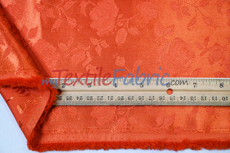 Satin Flower Brocade Polyester Fabric - Tone On Tone Embossed Floral, 58/60" Width (1 Yard)