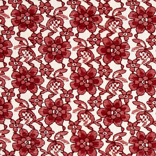 Burgundy Floral Raschel Lace Fabric,
