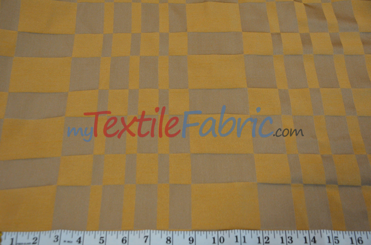 Faux Dupioni Polyester Fabric - Plaid, 54" Width (By The Yard)