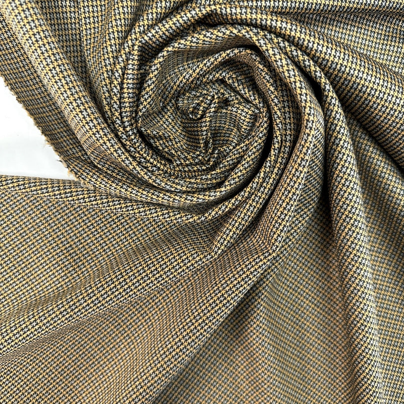 Jacquard Knit Houndstooth Gray Yellow Beige