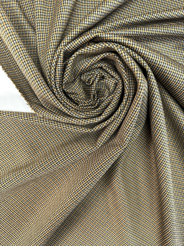 Jacquard Knit Houndstooth Gray Yellow Beige