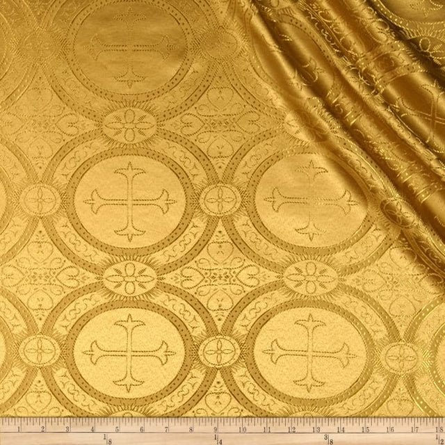 Gold Church Cross Brocade fabric