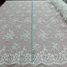 1 Yard Corded Bridal Lace Fabric Embroidered on 100% Polyester Net Mesh – Silver – 53"