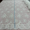 1 Yard Handcrafted Corded Embroidered Bridal Lace Fabric for Elegant Gowns White