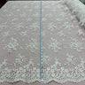 1 Yard - Corded Bridal Lace Fabric Embroidered on 100% Polyester Net Mesh - 53" Wide
