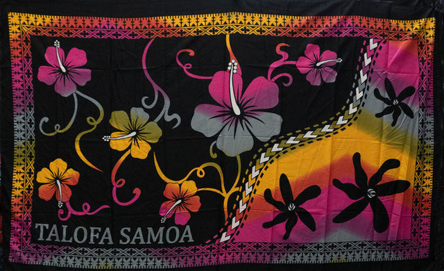 Polyester Sarong Multicolor Talofa Samoa Hibiscus Tiare