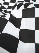 Poly Cotton Printed Square Checkered Fabric Royal White