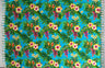 Hibiscus Plumeria & Tropical Leaves Rayon Fabric - Red, Teal, Turquoise, Royal, Black, Fringes, 72" L x 45" W (1 Piece)