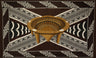 Kingdom Of Tonga Kava Bowl All Around Border Crossing Pattern Sarong Polyester Fabric - Vibrant Colors, 72" L X 45" W (1 Piece)