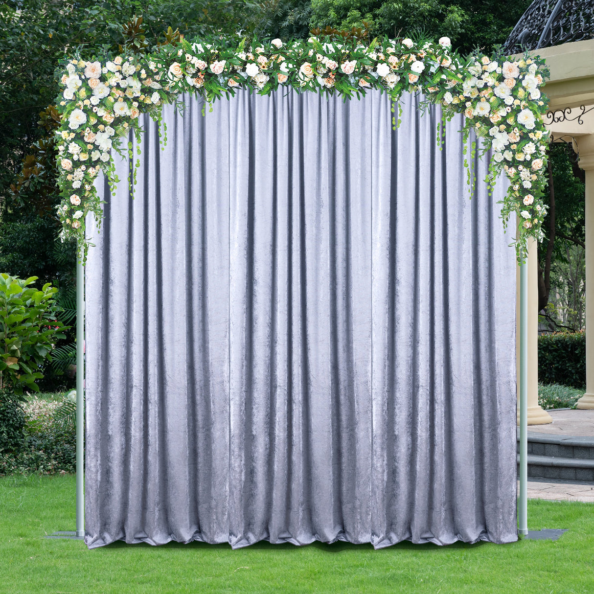 Velvet Backdrop Drape Panel 14 ft x 57 in Dusty Blue