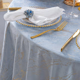 Round Velvet Tablecloth 120" Dusty Blue