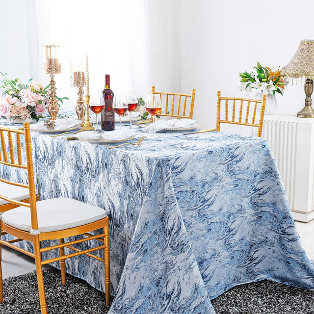 Rectangular Mirage Jacquard Polyester Tablecloth 90x156 Dusty Blue