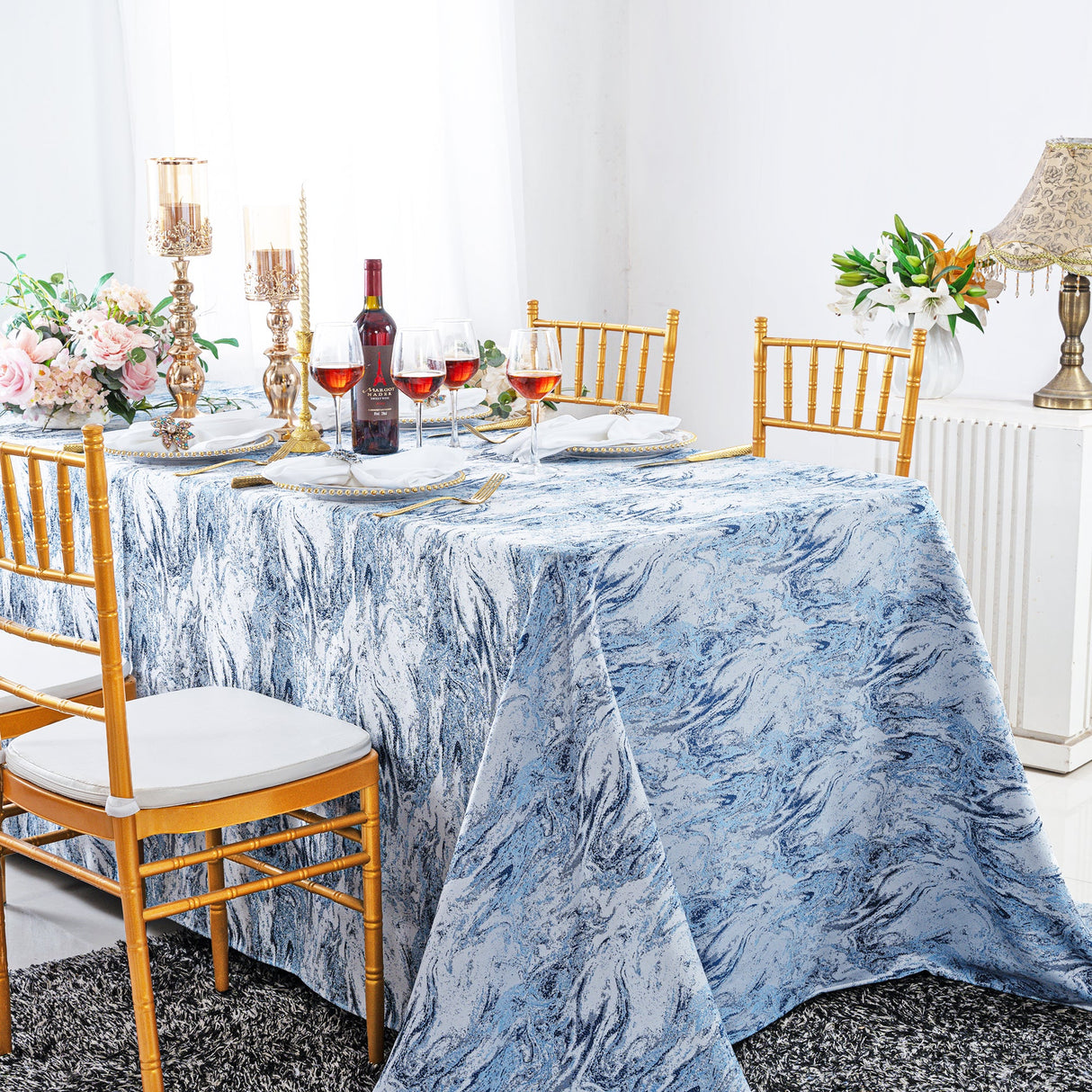 Rectangular Polyester Tablecloth 90x132 Dusty Blue