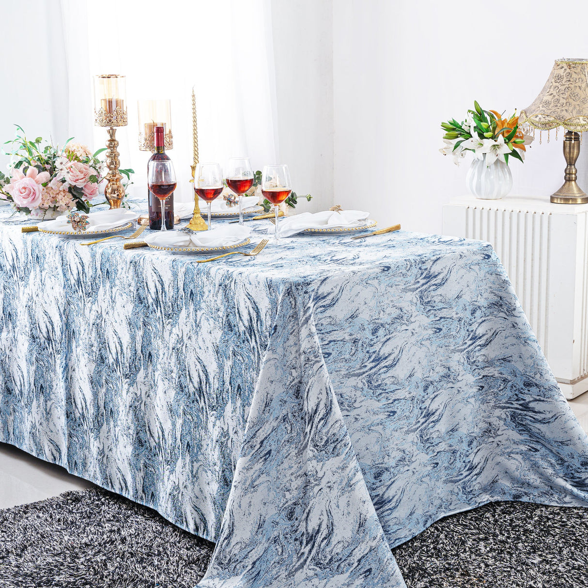 Rectangular Polyester Tablecloth 90x132 Dusty Blue