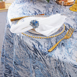 Round Polyester Tablecloth 120" Seamless Mirage Jacquard Dusty Blue