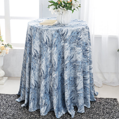 Round Polyester Tablecloth 132" Mirage Jacquard Dusty Blue