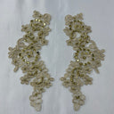 Beaded Corded Floral Lace Applique Pair