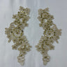 Beaded Corded Floral Lace Applique Pair