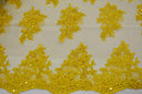 Camilla Embroidery Polyester Fabric - Flower Embroidery With Sequins, Sheer Bridal Lace, 52" Width (1 Yard)
