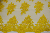 Camilla Embroidery Polyester Fabric - Flower Embroidery With Sequins, Sheer Bridal Lace, 52" Width (1 Yard)