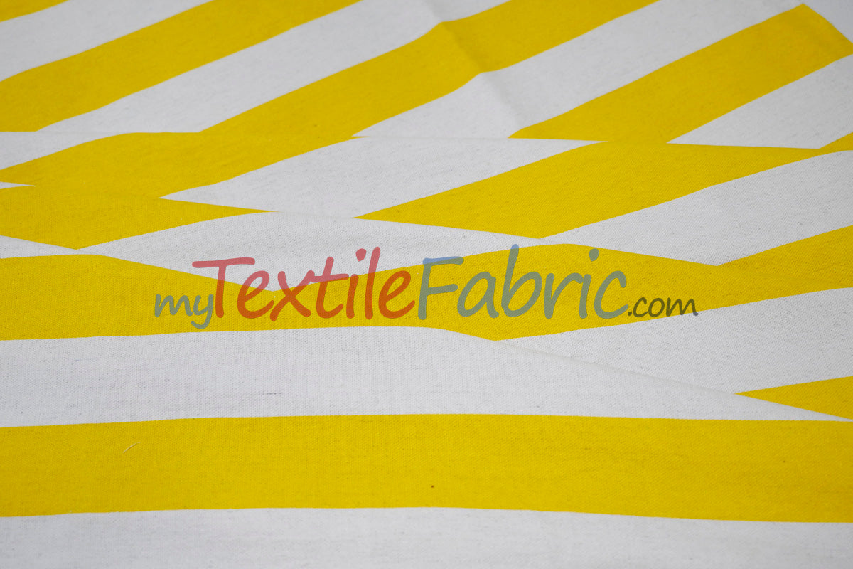 10 Oz 100% Cotton Canvas 2" Stripe Fabric - Multiple Colors, 60" Wide (1 Yard)
