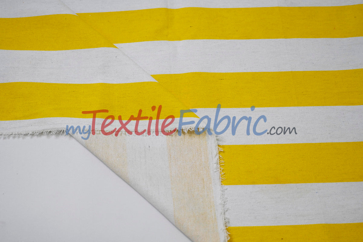 10 Oz 100% Cotton Canvas 2" Stripe Fabric - Multiple Colors, 60" Wide (1 Yard)