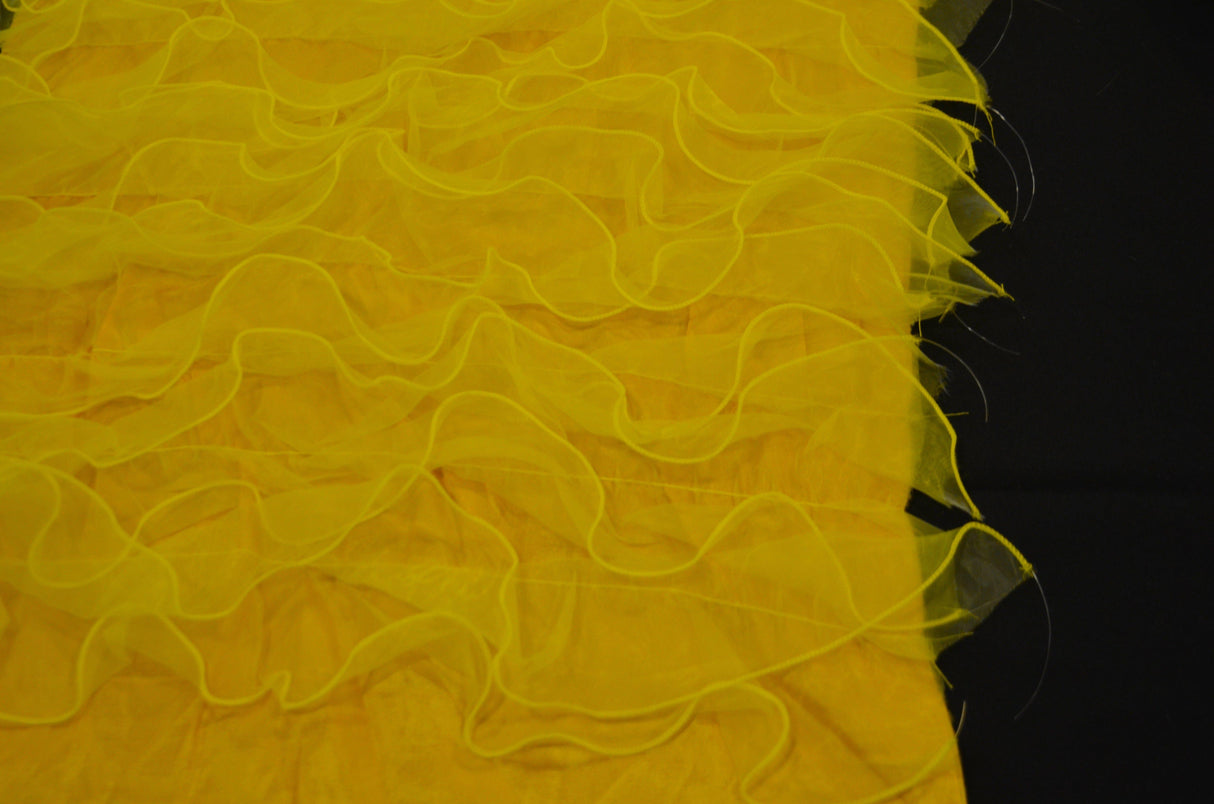 Organza Ruffled Taffeta Polyester Fabric - Layered Horizontal Ruffles, 57" Width, Multiple Colors (1 Yard)