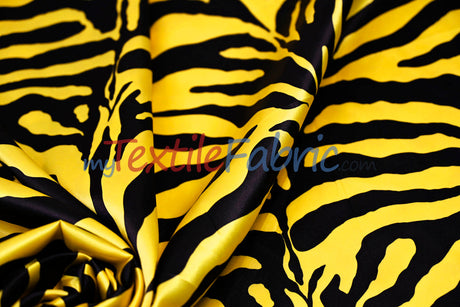 Zebra Charmeuse Satin Fabric - Zebra Print, 58/60" Width, Multiple Colors (1 Yard)