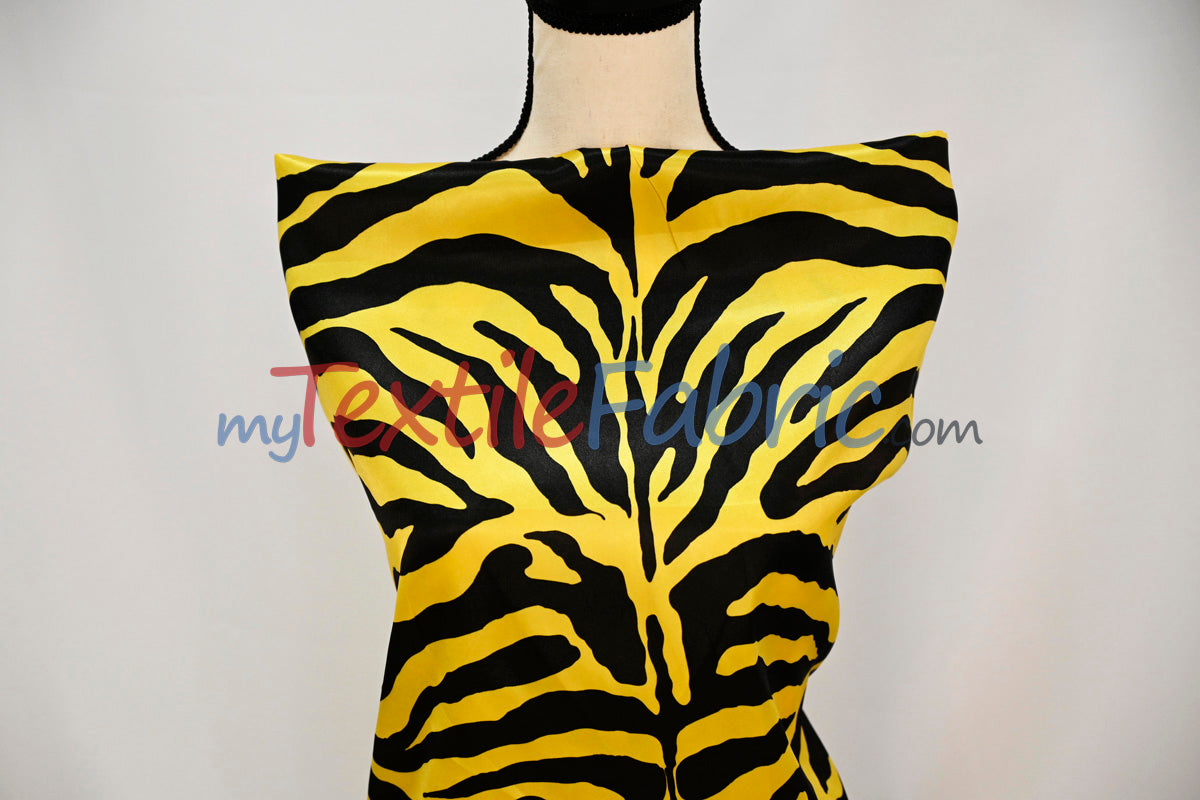 Zebra Charmeuse Satin Fabric - Zebra Print, 58/60" Width, Multiple Colors (1 Yard)