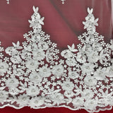 1 Yard Beaded 3D Floral Lace Fabric Embroidered on Polyester Net Mesh 52 inch Width