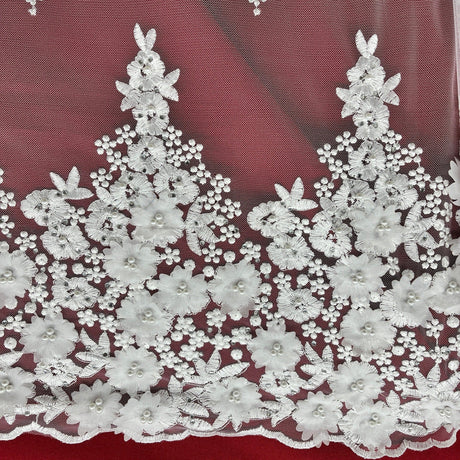 Beaded 3D Floral Lace Fabric 52" Wide