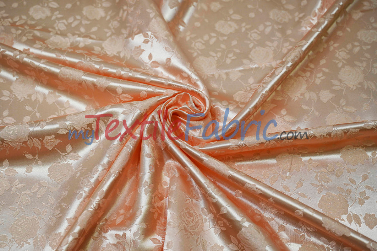 Satin Jacquard Satin Polyester Fabric - Satin Flower Brocade, 58/60" Width, Sample Swatch 3"x3" (1 Sample Swatch)